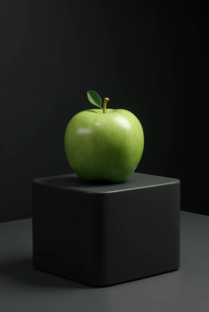 main item is a high ,black ,huge surface ,table displaying a very small green cude(size like a fist) with no shadow ,
and a 16years old ,ponytail,CUTE, BEAUTIFUL ,asian, with Bangs,white T shirt,black shorts, big breasts(34 E CUP) ,very white skin tone ager standing next to it
and the whole body facing the camera
the back ground is a black wall
taking a realistic far view photo