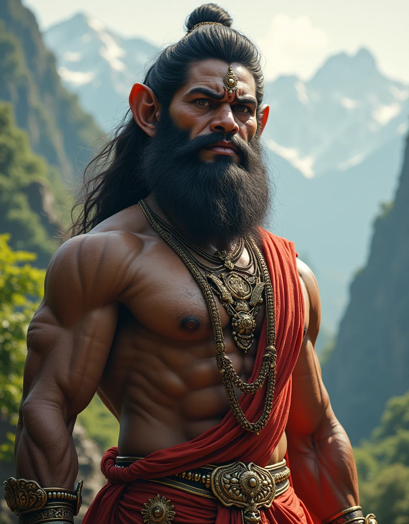 Lord real face Hanuman full HD and full body image. Hanuman and monkey face mix.