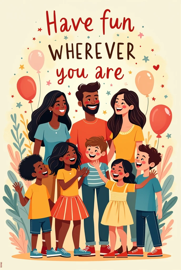 Include the phrase in this design "Have fun wherever you are" under the title.