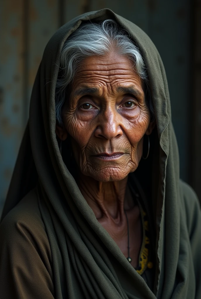 An old dark-skinned woman