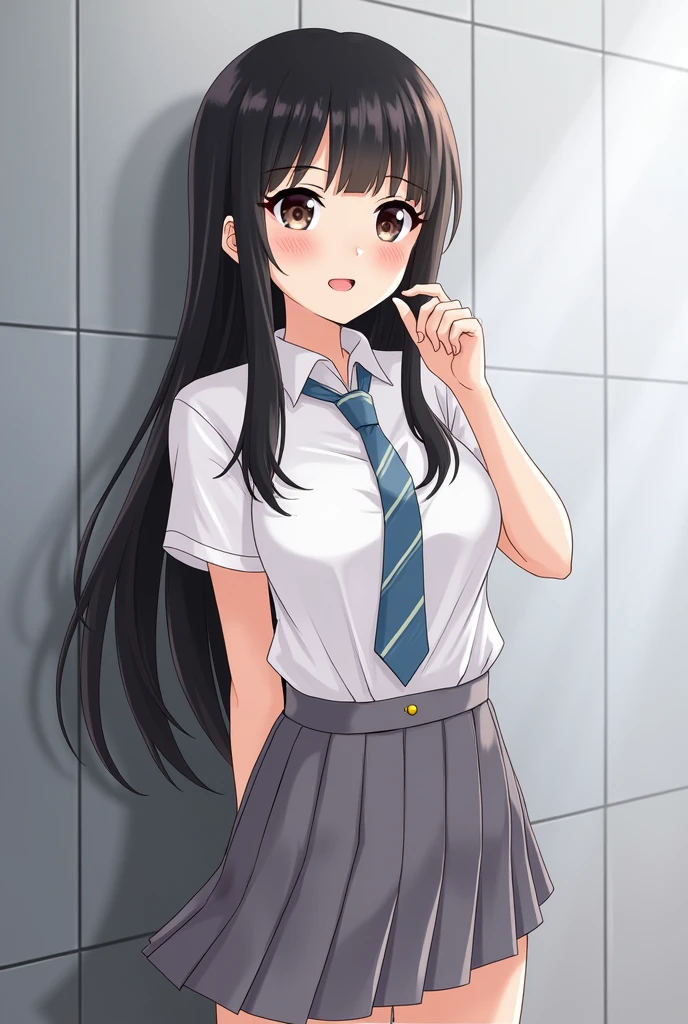 Anime-style woman。School、Black Hair、Long Hair