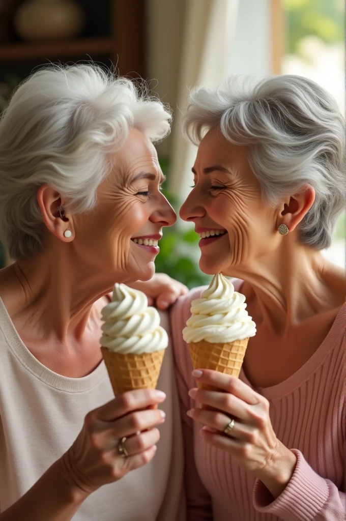 My mother and my aunt eating ice cream