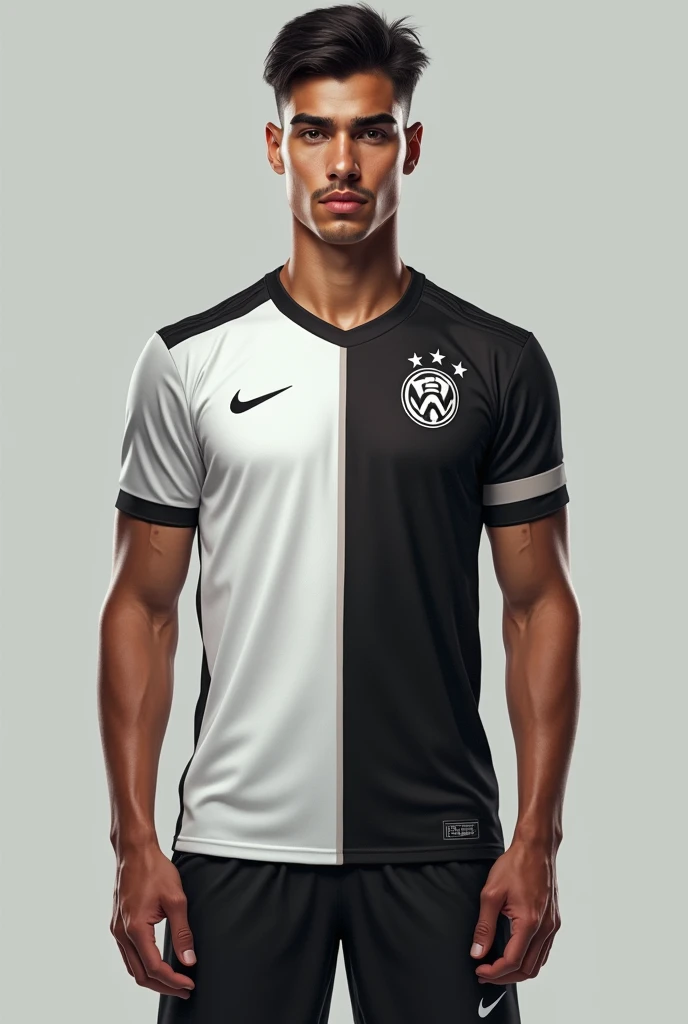 Joueur de foot quon voit entierement avec un maillot blanc et noir et un logo rond
Âge : 17
Taille : 1m86
Poids :
68kg
**Physique** :
_Description physique de votre personnage._
Visage : normal
Carnation : métisse
Yeux : marrons
Sourcils : peu epais
Nez : petit
Bouche : normale
Pommettes et mâchoire : carrés
Menton : normal
Oreilles : normal
Cheveux : mid taper noir
Pilosité : légère moustache