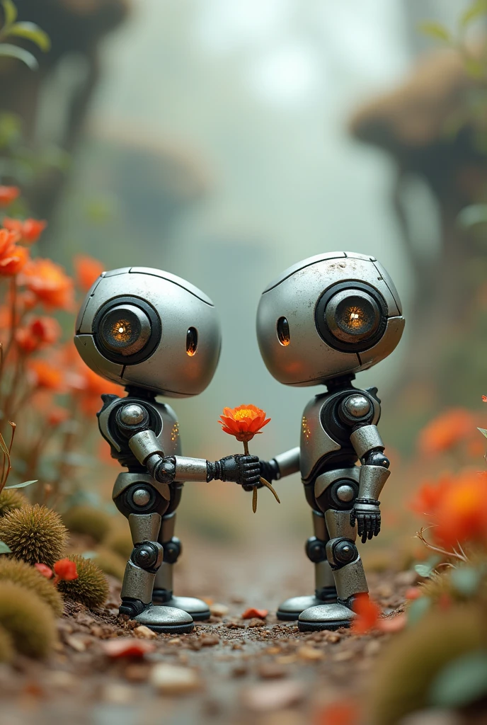baroque aesthetic two robots shaking hands with a heart in the background, rene margitte illustrated, featured on tumblr, at st, customer, math, camaraderie, by theodore major, png, love at first sight, 2 arms and 2 legs, vector tracing, in a field, posed, face to face, stick, chrome robot, marriage, cutest, robot dog . opulent, ornate, detailed sculptures, rich textures