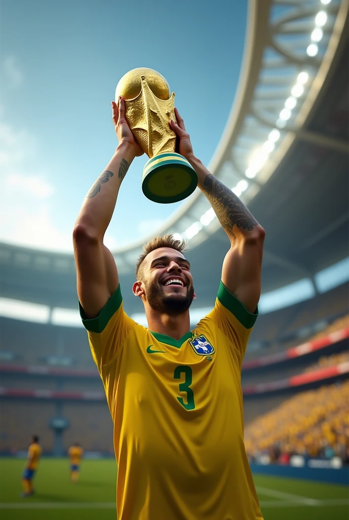 neymar. With the World Cup trophy at the Neo Quimica Arena

