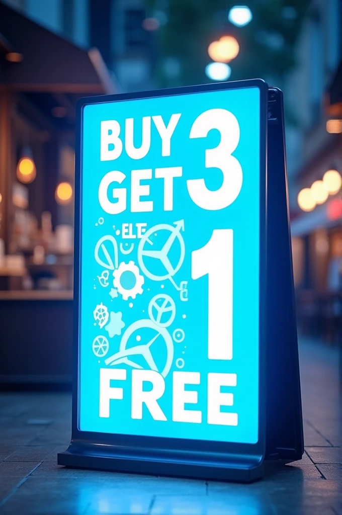 Bue 3 get 1 free logo sign bord