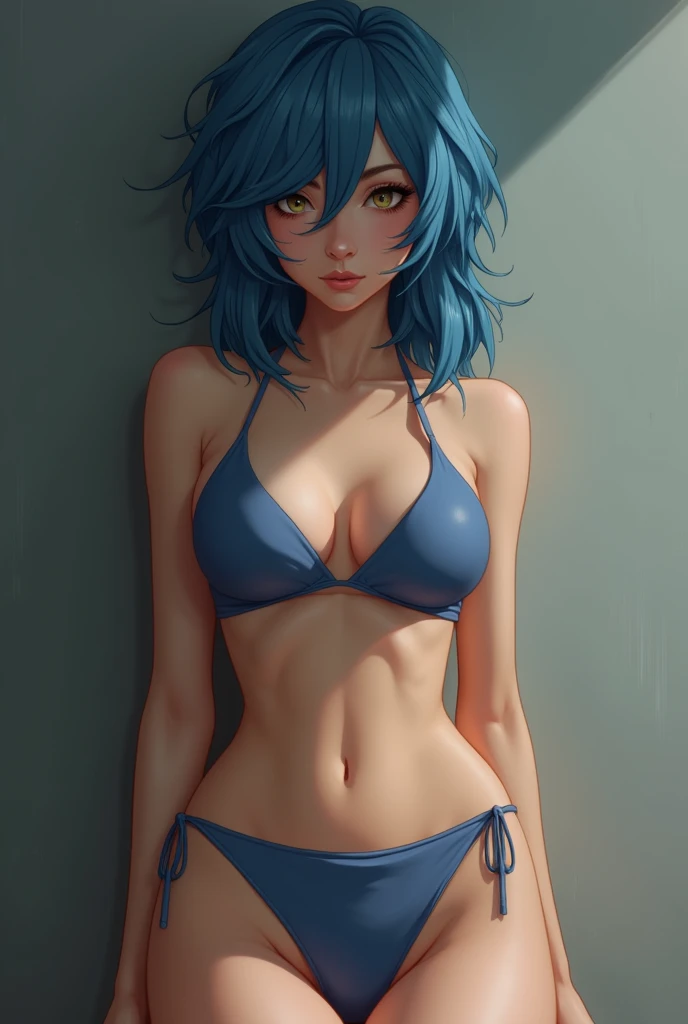 Girl,blue hair,e-cup,naked