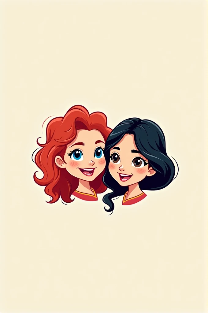 Make a logo where Disney's Princess Merida and Princess Mulan are together, only their heads, in an animated way like a cartoon. It's a logo for crafts.