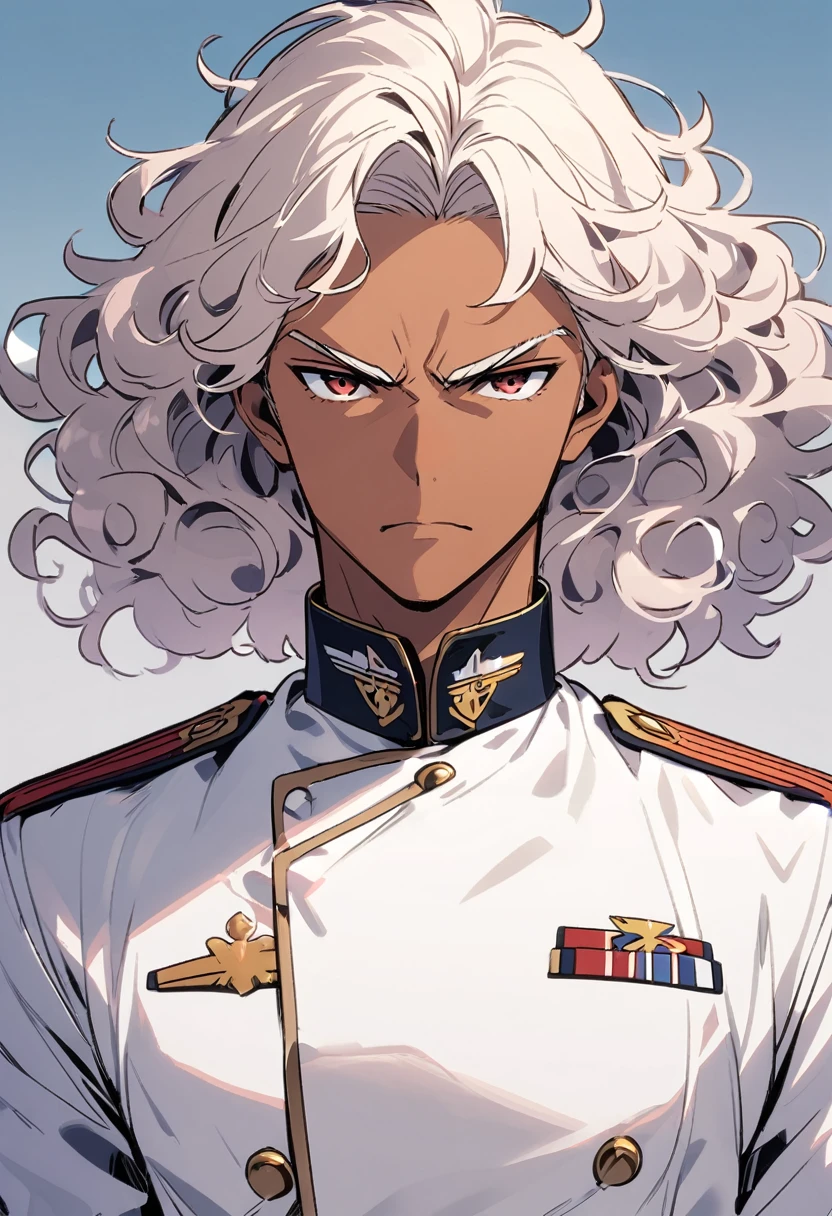 curly hair,marine,guy,serious,tan skin,white uniform,navy