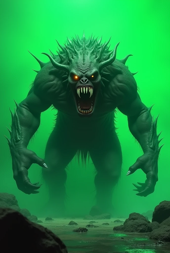 Green screen monster in the background
