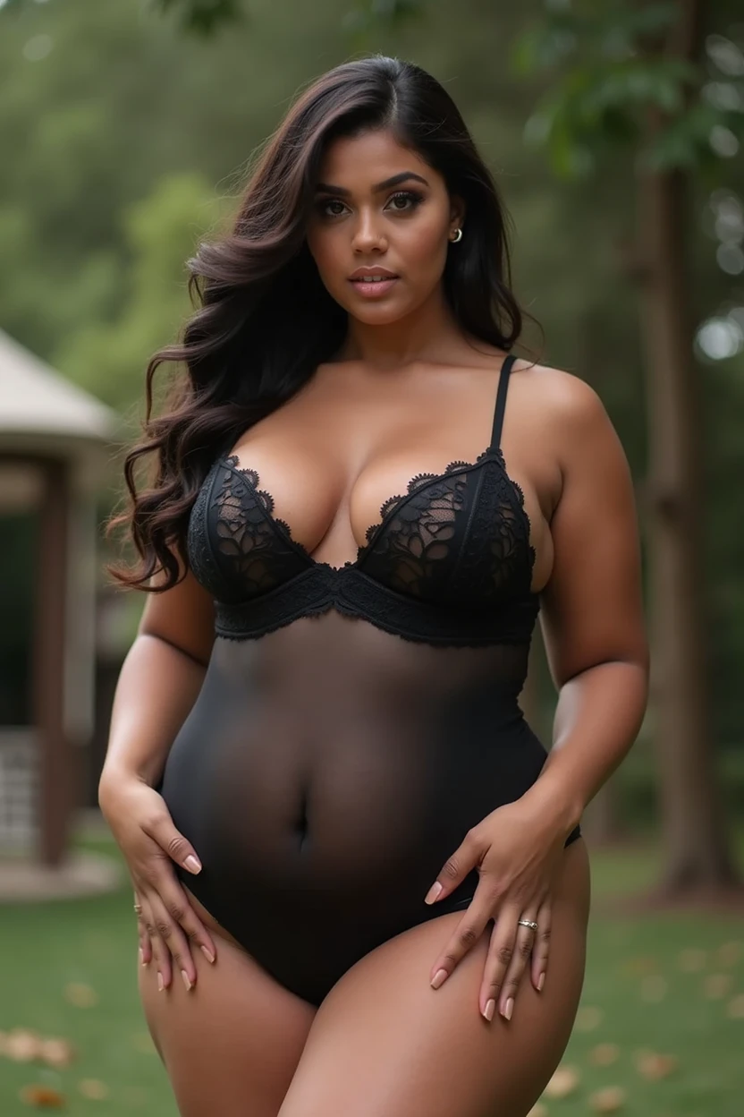 Mixed black ethnicity, curvy girl , long hair , wearing sexy pink lingerie