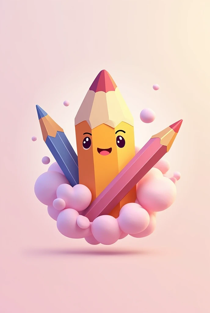 Animated stationery logo and pastel colors pink, lilac and yellow
