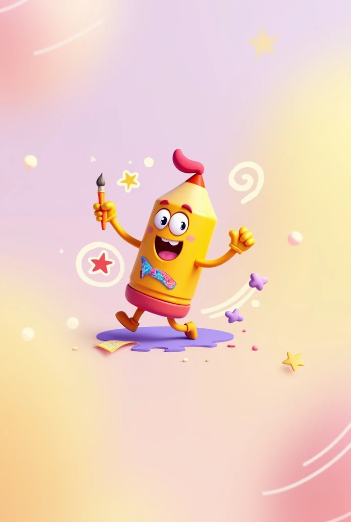 Animated stationery logo and pastel colors pink, lilac and yellow