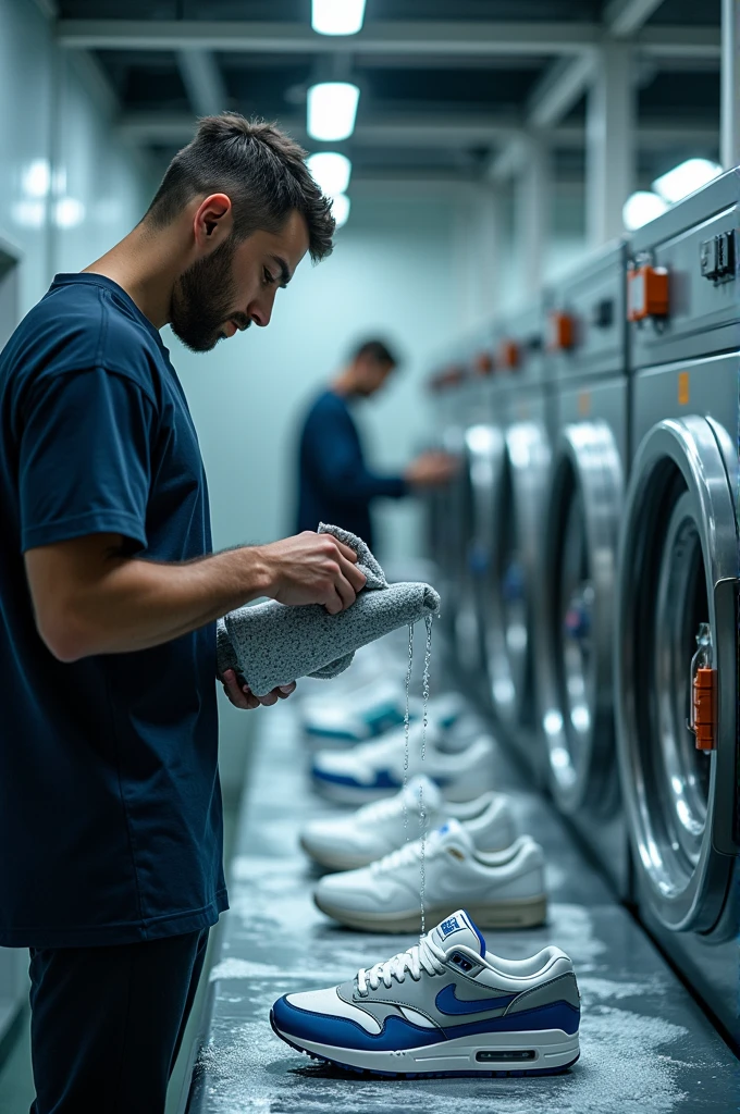 Professional sneaker washing with machines 