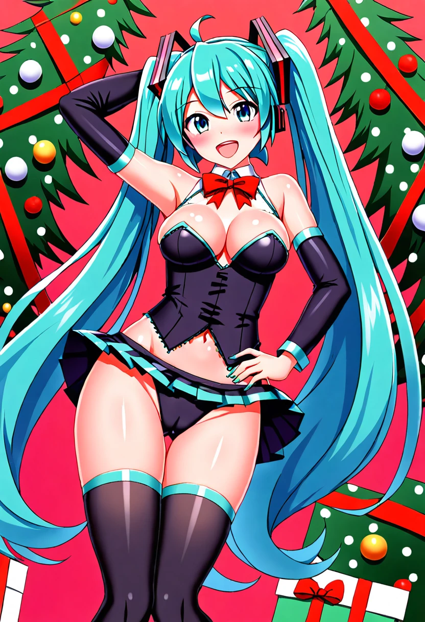 ((high quality:1.2)), source_anime, Anime style, 8k, extremely detailed, ((High detail:1.2)), (Hatsune Miku), a girl with 18 years old, (gift ribbons), BREAK,