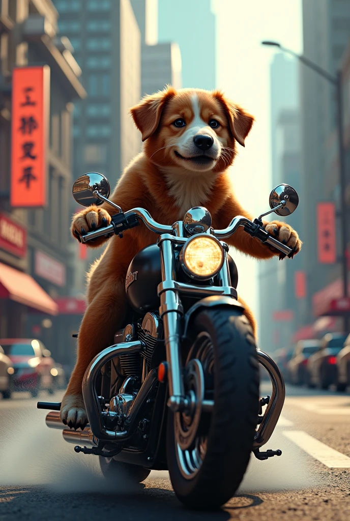 Dog riding a motorcycle