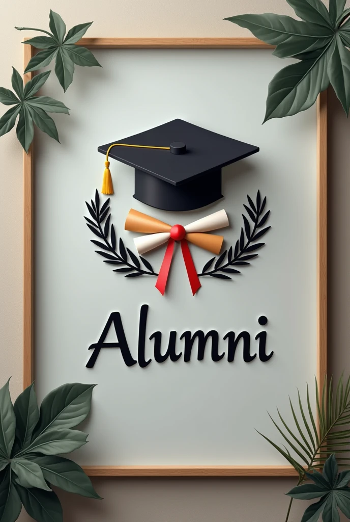 Create a WhatsApp group display picture for alumni Group of my school named welthy fisher children's academy. Include my school's name and Alumni as text, and graduation cap with degree as elements in the logo image. It should be creative, use matte colours and should look sober but not simple. 