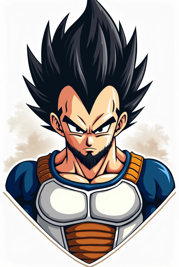 Vegeta logo with hair trimmed on the sides and a beard for a barbershop 