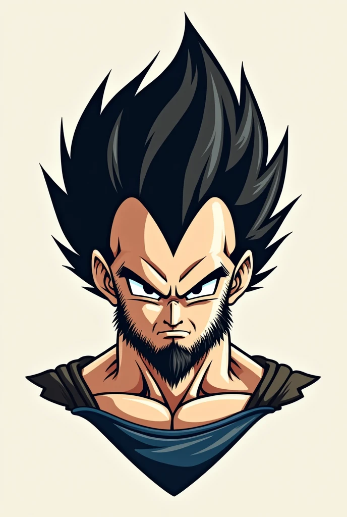 Vegeta logo with hair trimmed on the sides and a beard for a barbershop