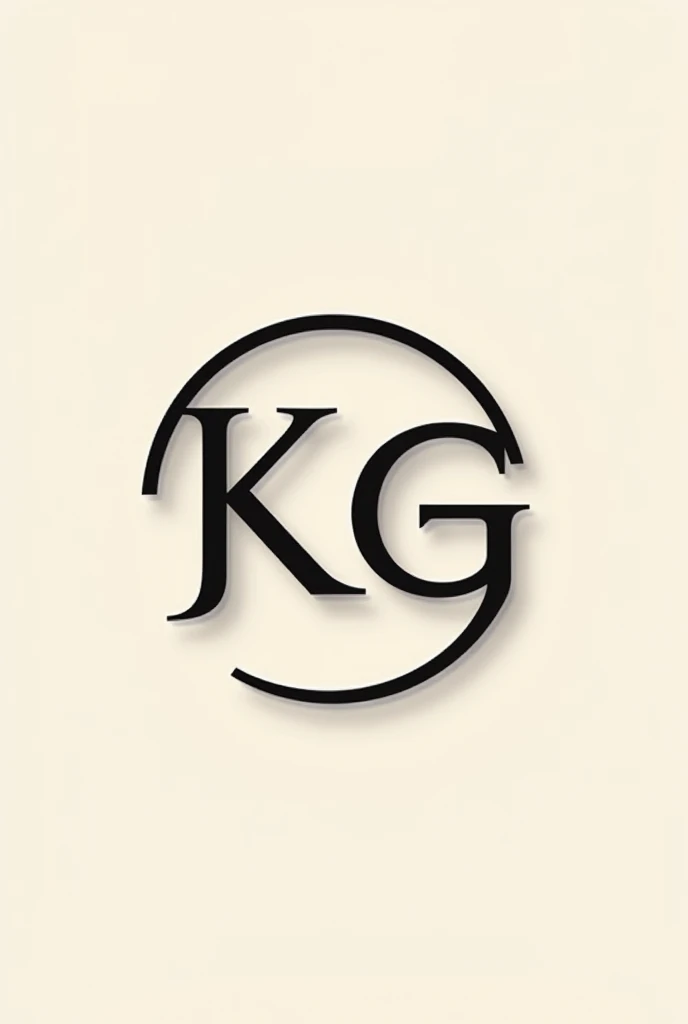 Create a logo for my store with the initials KG together inside a black and white circle with a very light beige background.
