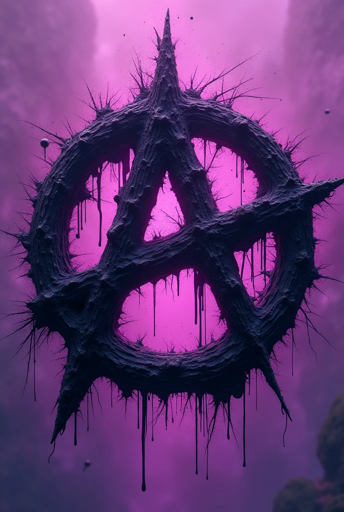 A logo with a purple anarchic symbol