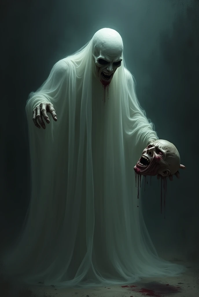 Make a headless ghost,horor,horor,attack holding his severed head