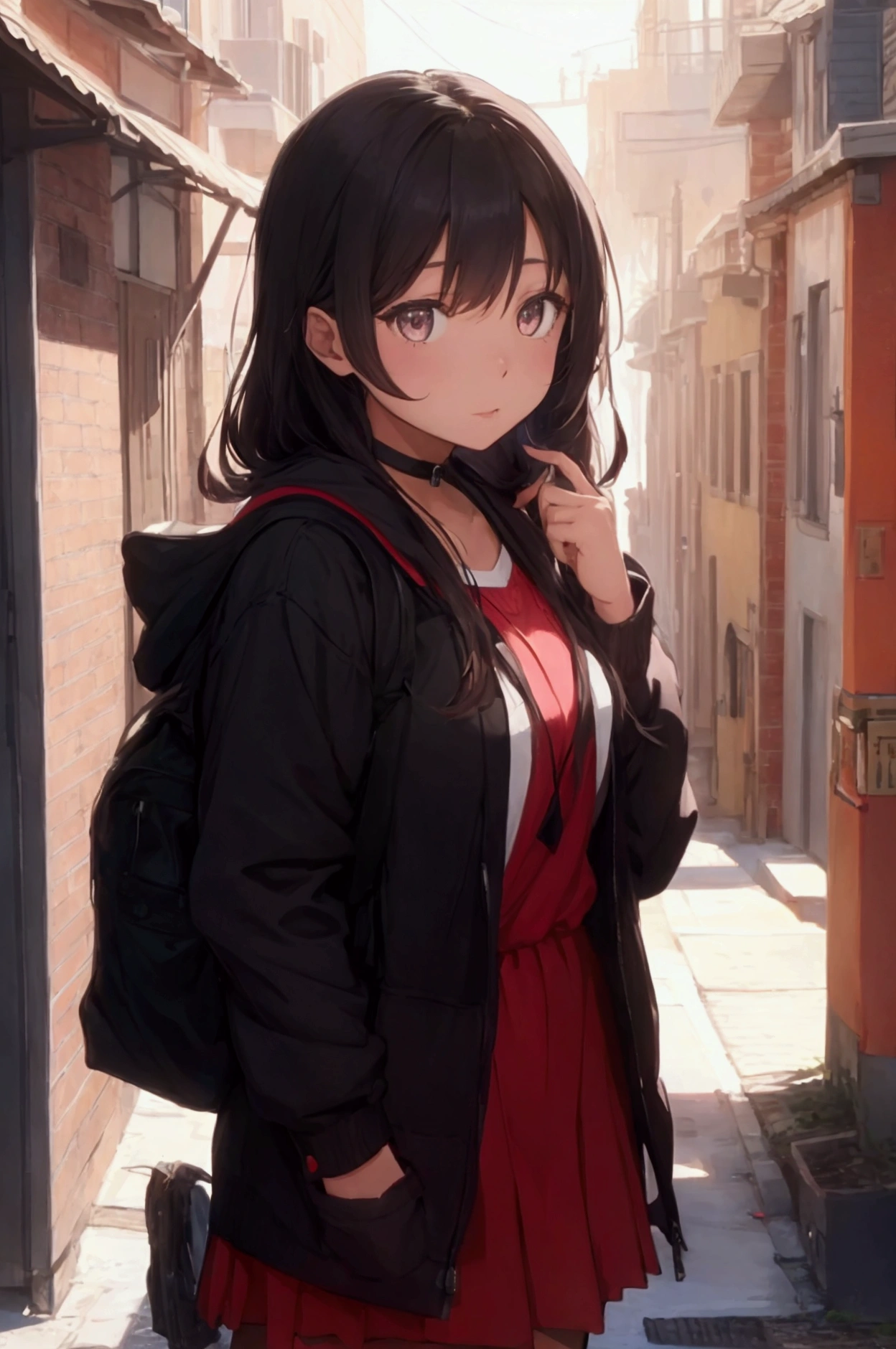 A female student talks to a stranger.