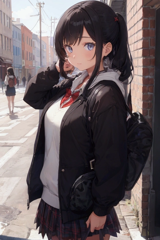 A female student talks to a stranger.
