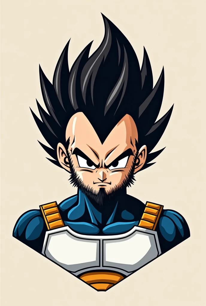 Vegeta logo with hair trimmed on both sides and with a beard