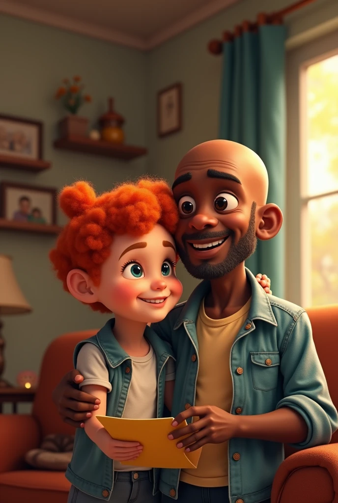 Father&#39;s Day image with redhead and older bald black man