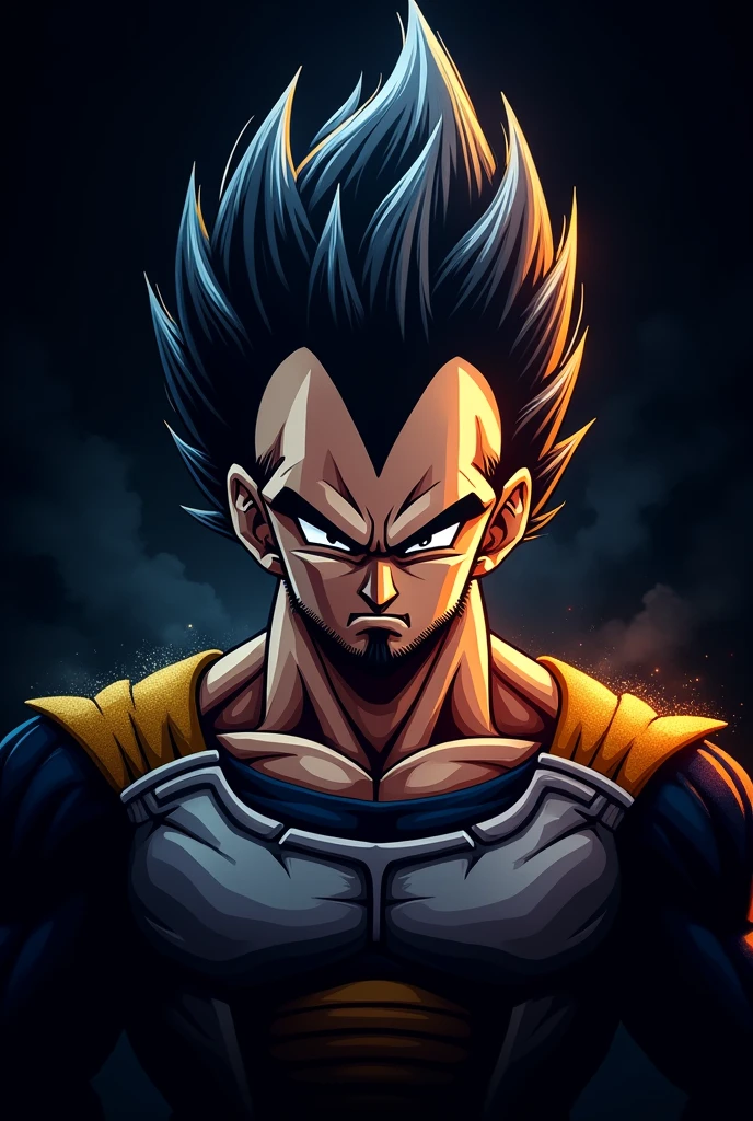 Vegeta logo with taper fade hair and beard