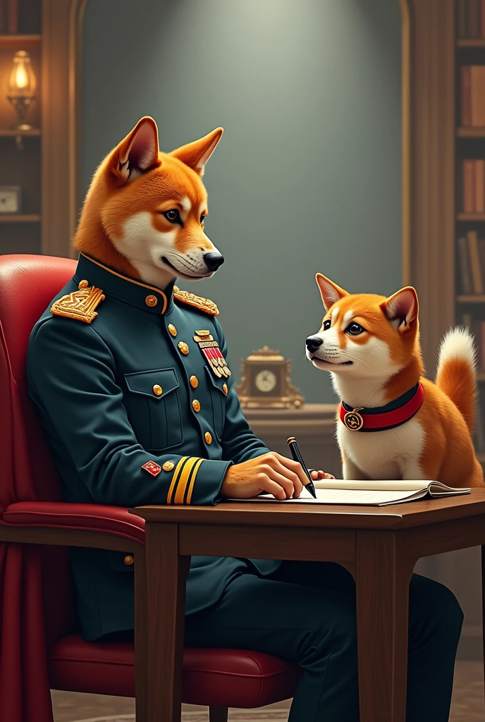 commander puppy shiba(doge), commander Shiva giving instructions to the superhero Cat, vice commander goat(cat meme), vice captain huh cat(cat meme), people in the chair, cat meme and doge,