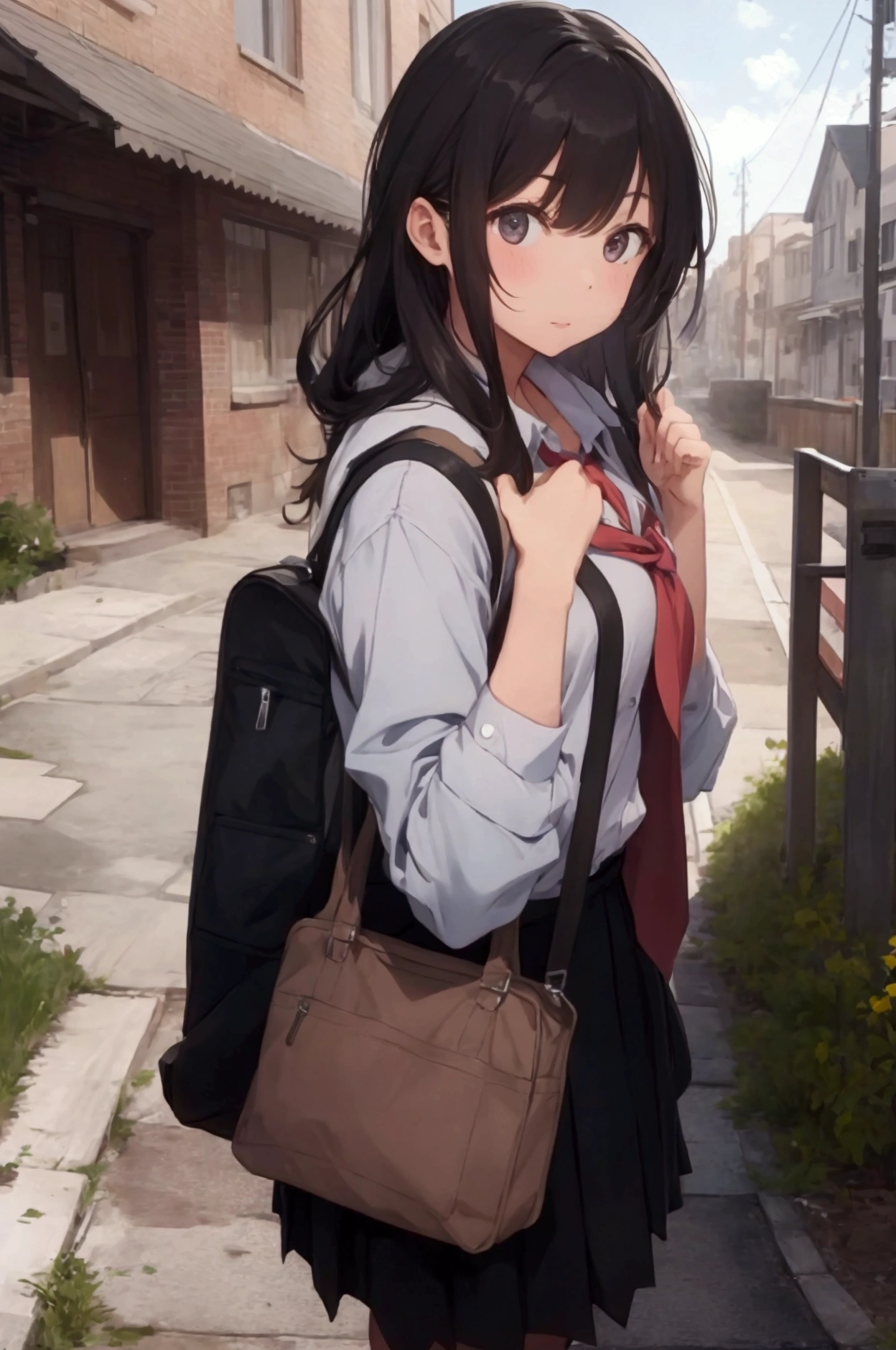 A female student asks for directions from an unknown man.