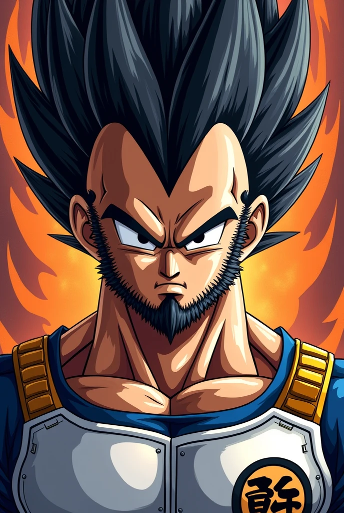 Vegeta logo with taper fade hair and beard