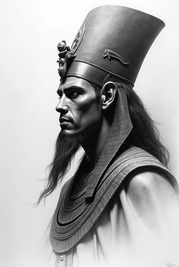 hurus egyptian god realistic drawing in graphite technique
