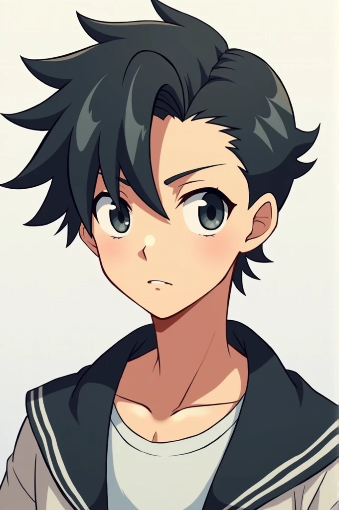 Draw a man with two-block hair　In anime style！