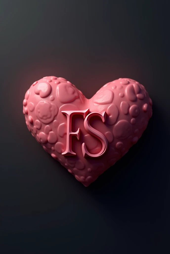 Beautiful, cute heart with the initials f and s com o fundo escuro 