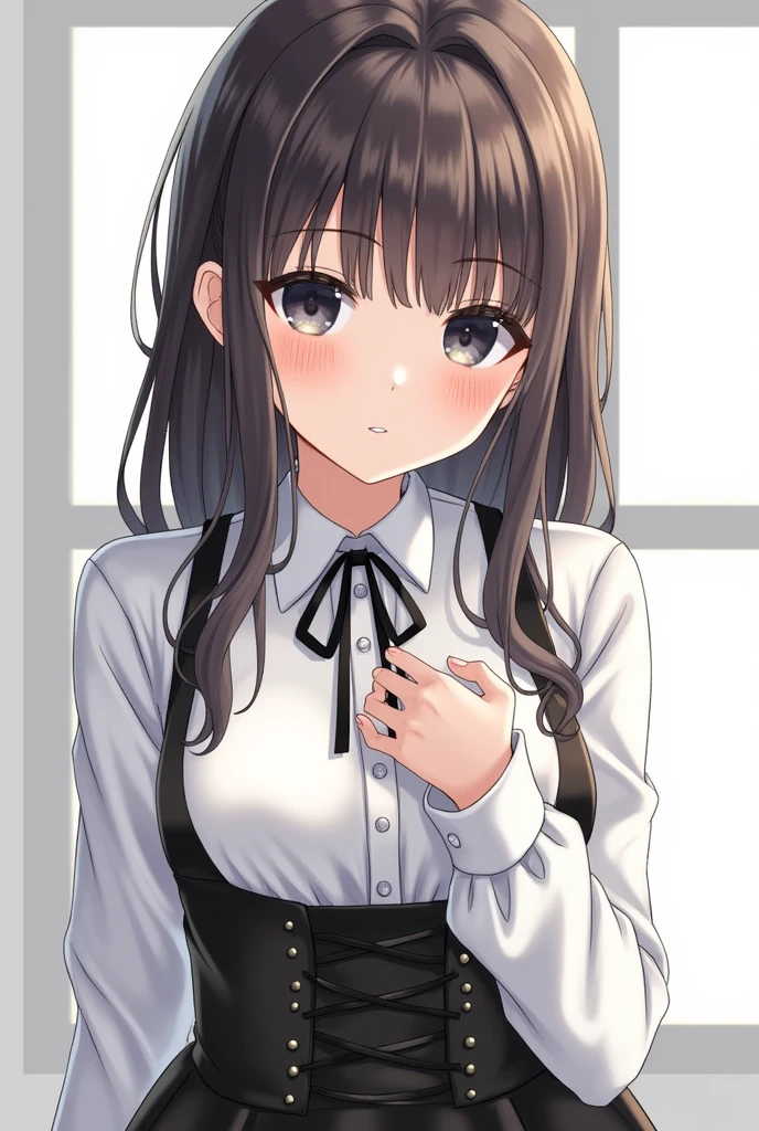 ((Highest quality)), ((masterpiece)), (high resolution), Perfect Face, Japanese, One girl, Minors, Gothic Dress, shirtlift, downblouse, nipslip