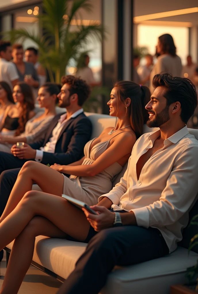 Young people with lots of money are relaxing" 