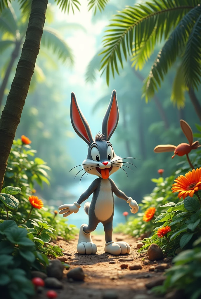 Bugs Bunny walking through Brazil 