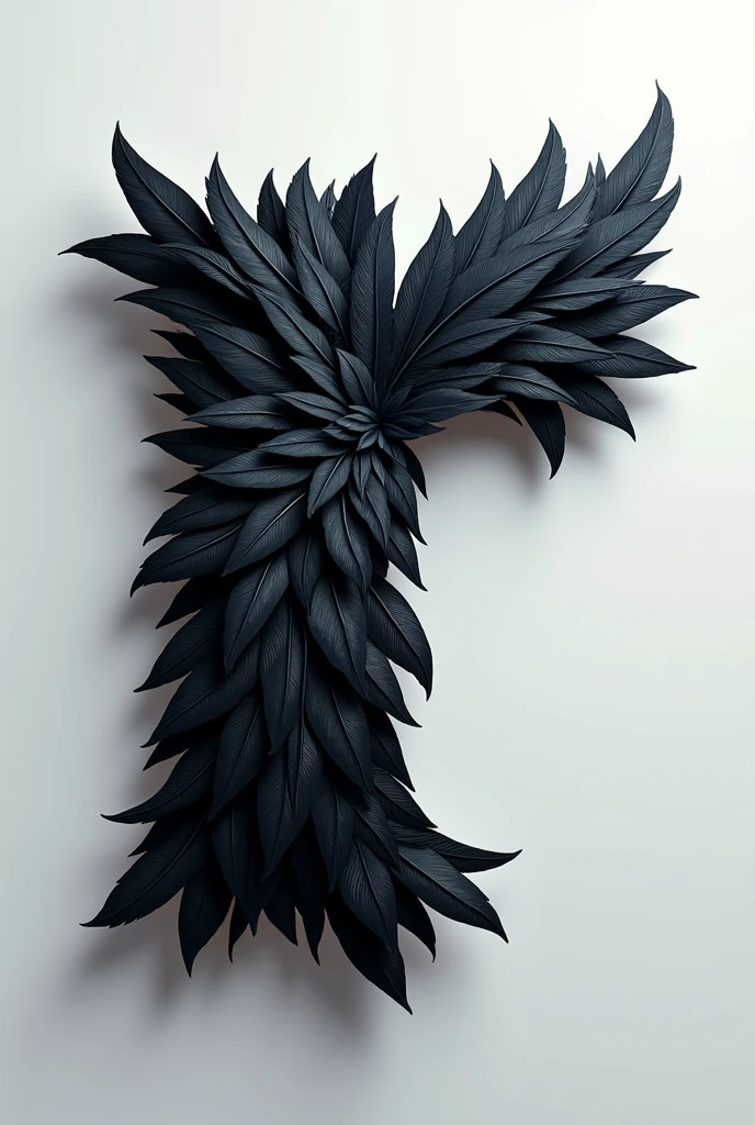 letter "r" in lowercase with raven feathers