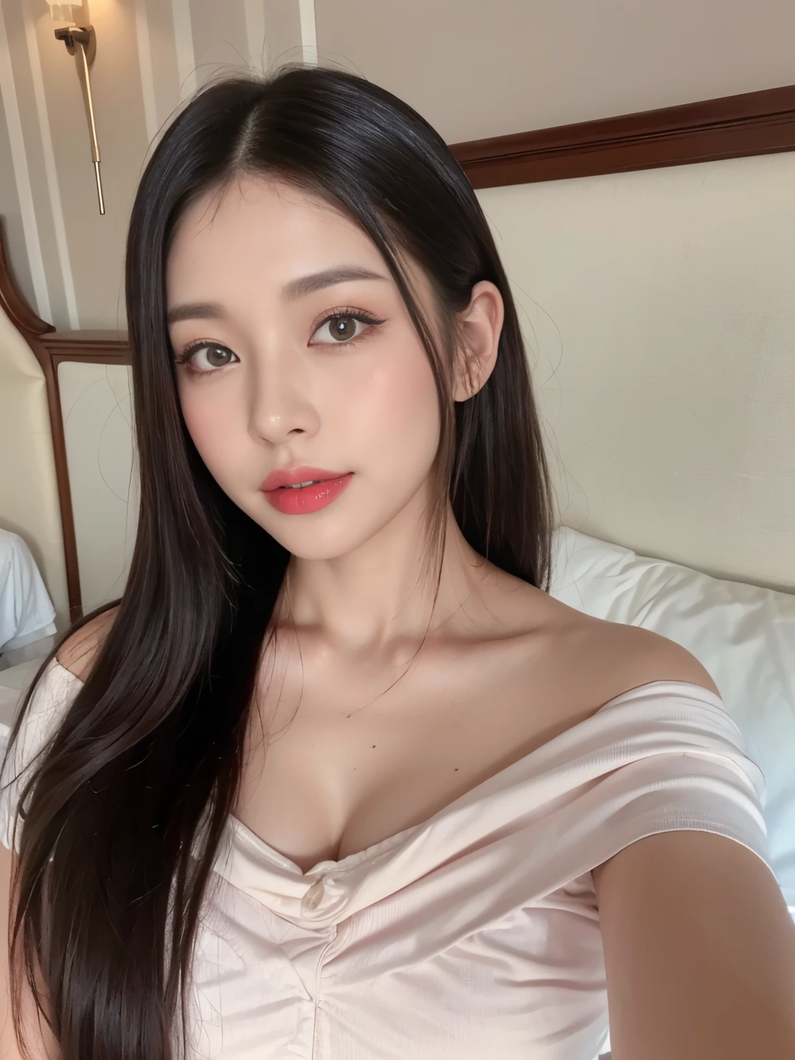 (Realistic, Photorealistic: 1.37), (Masterpiece, Best Quality: 1.2), (Ultra High Resolution: 1.2), (RAW Photo: 1.2, shots on Nikon), (Sharp Focus: 1.3), (Face Focus: 1.37), (Ultra Detailed CG Unified 8k Wallpaper: 1.2), (Beautiful Skin: 1.2), (pale Skin: 1.3), (Hyper Sharp Focus: 1.5), (Ultra Sharp Focus: 1.5), ( Beautiful pretty face: 1.3), (super detailed background, detail background: 1.3), break, very cute and beautiful Japan pictures of woman, (sexy model), professional attire, (22 years old: 1.1), portrait of a girl with a bright smile, upper body image, When viewed from the front, the composition is symmetrical, (Studio lighting: 1.3), (Cinematic lights: 1.3), (backlight: 1.3), dim lighting, lighting that covers the whole body, (looking straight at you, standing:1.3, arms down:1.3, random, model pose), break, (shiny-brown half up thin hair: 1.2), dark brown eyes, upturned eyes, beautiful eyes, princess eyes, ((brown hair:1.3)), single hair, bangs, Hair between eyes, Long hair, curby, abs, perfect abs, (gigantic-breast;1.37, big breast:1.37, big cleavage:1.37), (thin waist: 1.15), (detailed beautiful girl: 1.4), (bare shoulder, Chest squeezed together, View viewer, (blue camisole:1.3, black box-long-skirt:1.3, teacher fashion style, attractive look), Solo, Parted lips, pink lips, (shiny skin), sweat, (school room background:1.5), (light seductive smile:1.25), ((Perfect Female Body)), (Upper Body Image:1.3), Frame the Head, Perfect Anatomy, Perfect Proportions, 8.5 Life-Size, Face Focus, Ultra Realistic Photo, Hyper Sharp Image, Hyper Detail Image,