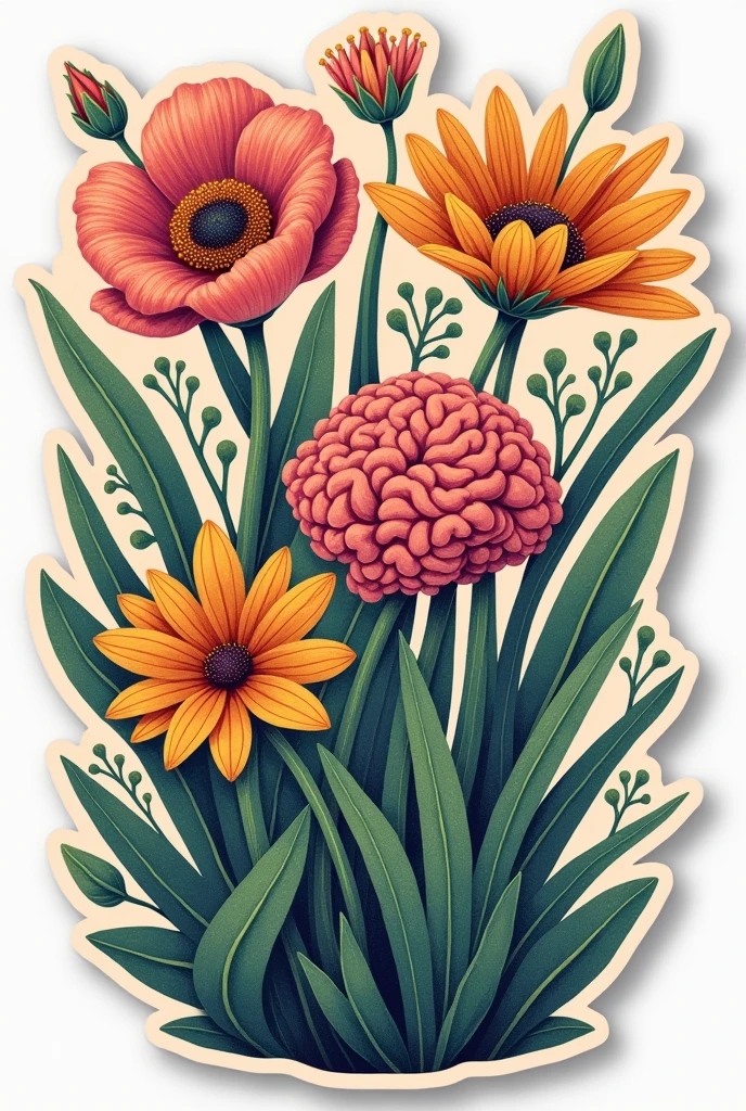 STICKER OF We don't see things as they are, we see things as we are. 

INCLUDE THE WORDS 

include flowers and a brain
