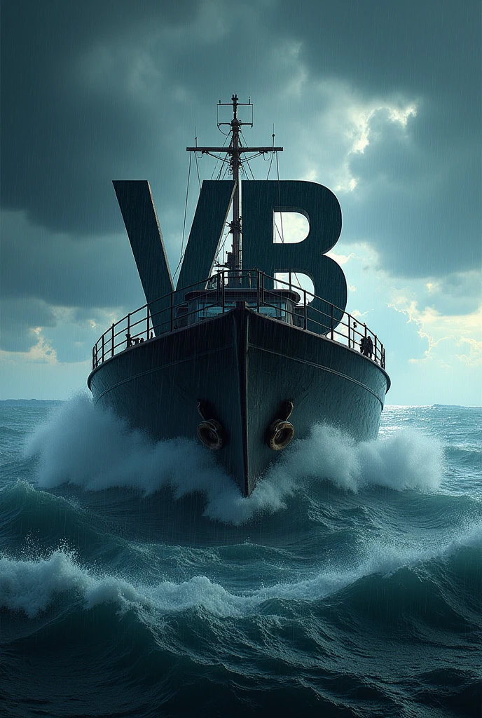 make the letters VB on top of a boat in a storm