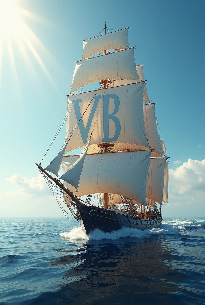 make the letters VB in the shape of the sails of a ship