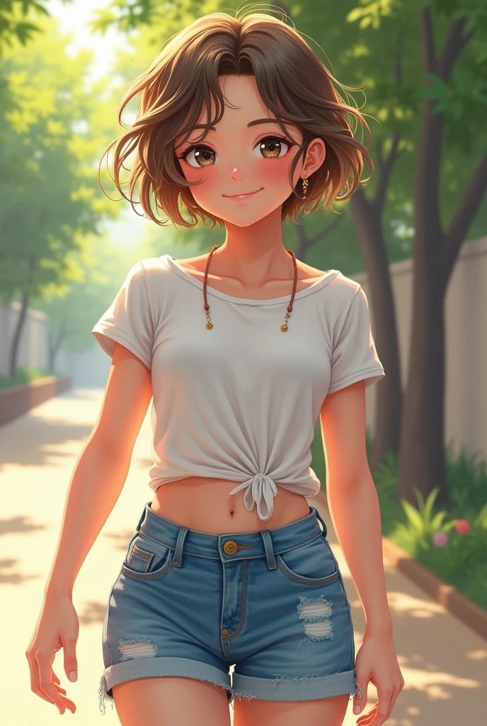  girl with short t-shirt and shorts