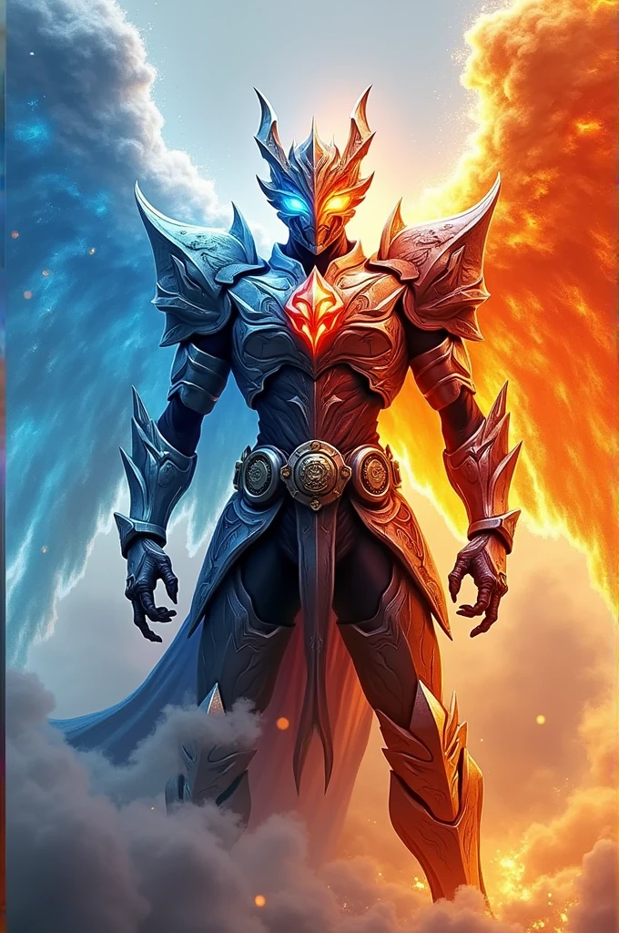 Create a Kamen Rider whose armor is based on an ice dragon and a fire phoenix..