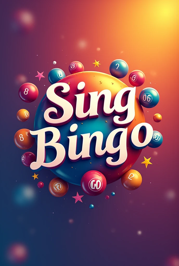 Logo in Latin Spanish with title "Sing Bingo" simple and legible lettering, with number balls and background colors, caption "Have fun wherever you are".