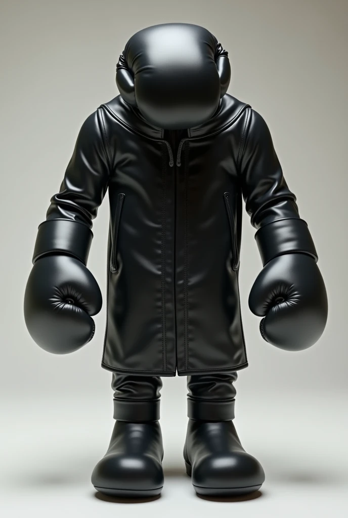 A black boxing glove without a face, with feet and hands