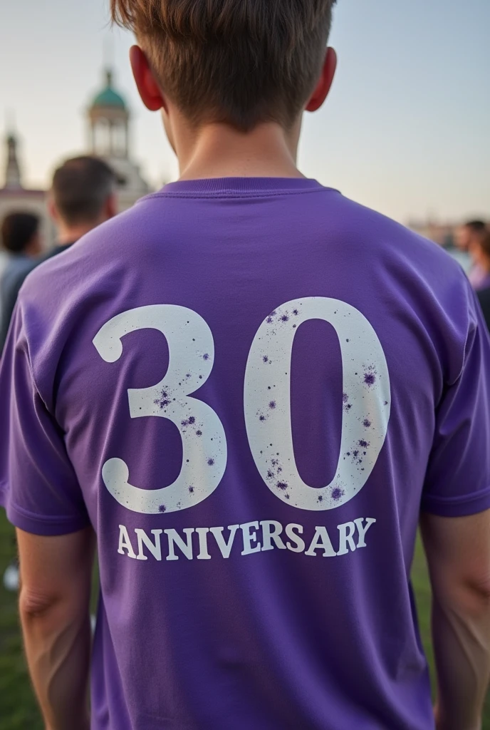 A 30-day anniversary shirt of a young man's death, no images of people, the shirt must be purple, date of birth 06/11/2003, date of death 04/08/2024